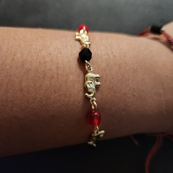 Neiman Marcus 18K Gold Plated Beaded Elephant Bracelet - Picture 1 of 5